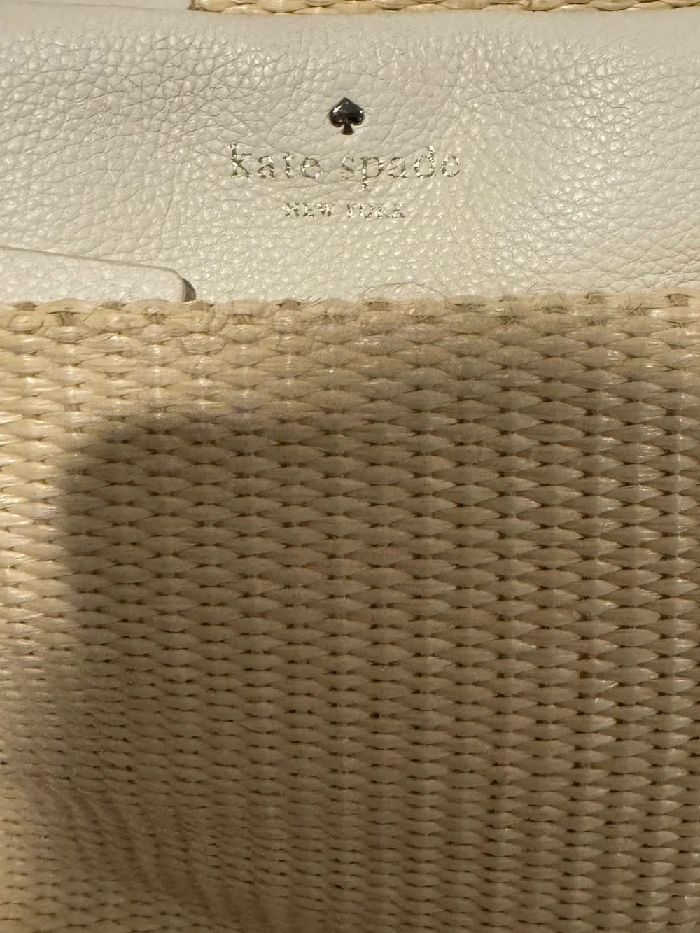 Kate Spade Cream Cobble Hill Straw and White Leather Handbag - Great condition!